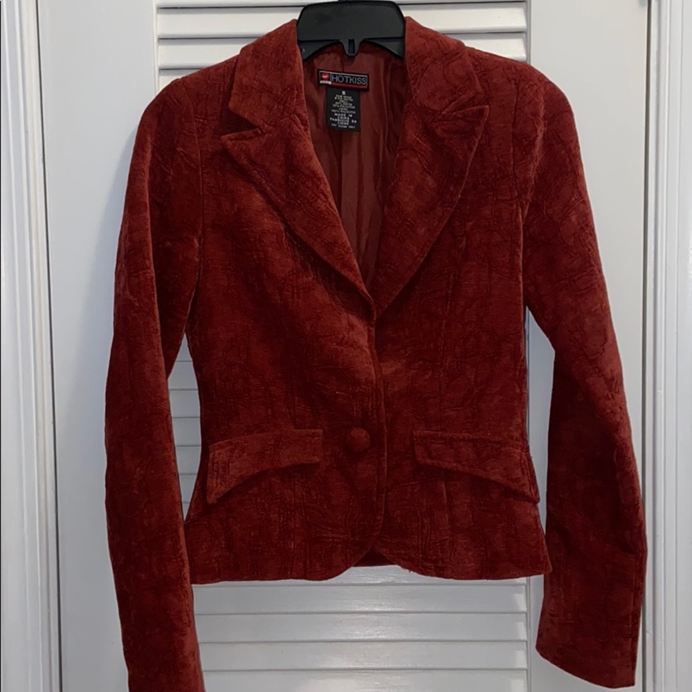 Deep red velvet jacket